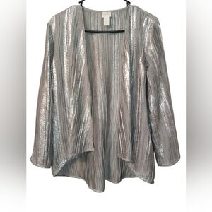 Chico's Silver Polyester Sheer Evening Jacket